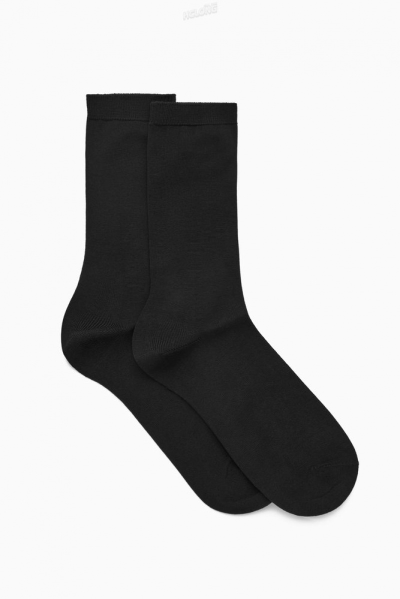 Black COS 2-Pack Mercerized Cotton Socks Socks | HR26-L3AW