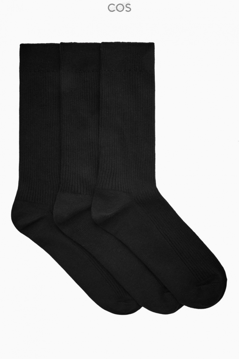 Black COS 3-Pack Ribbed Socks Socks | FV53-I7HF