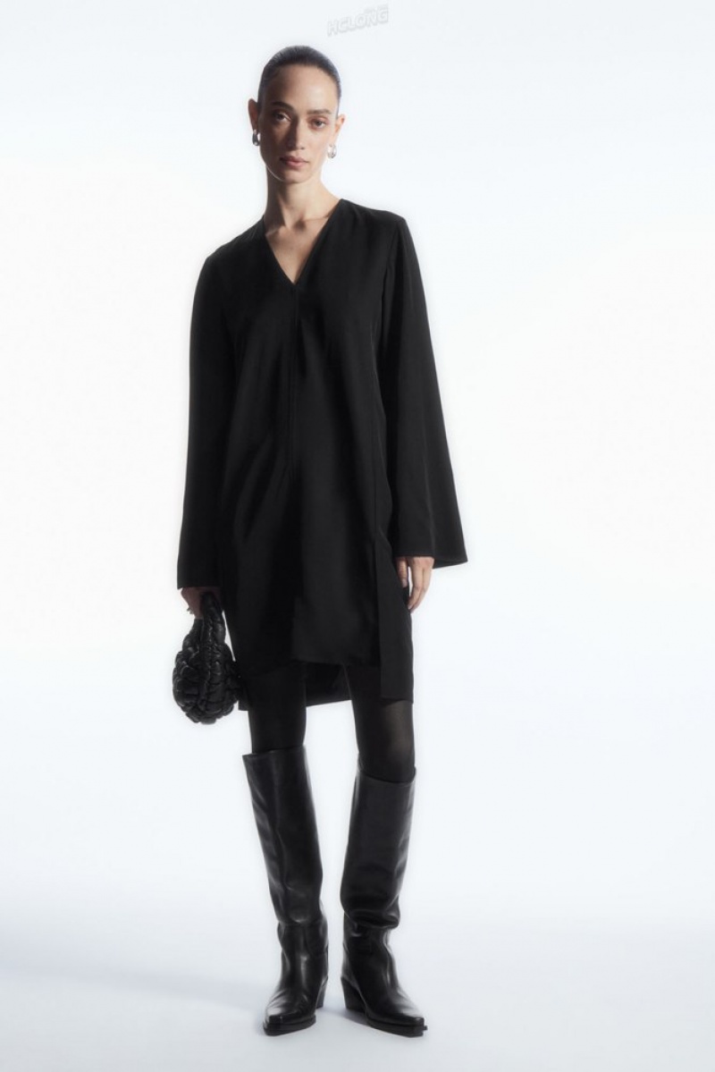 Black COS Asymmetric Tunic Dress Dresses | AJ22-K2AB