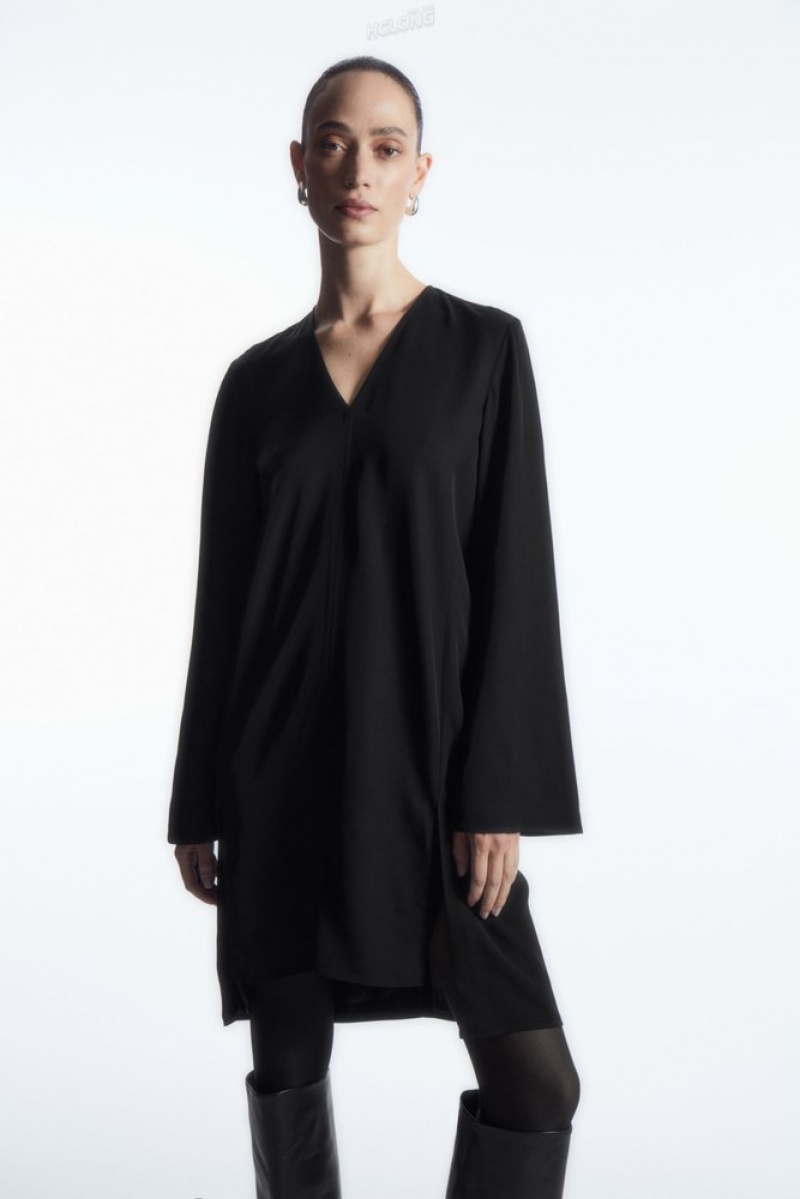 Black COS Asymmetric Tunic Dress Dresses | AJ22-K2AB