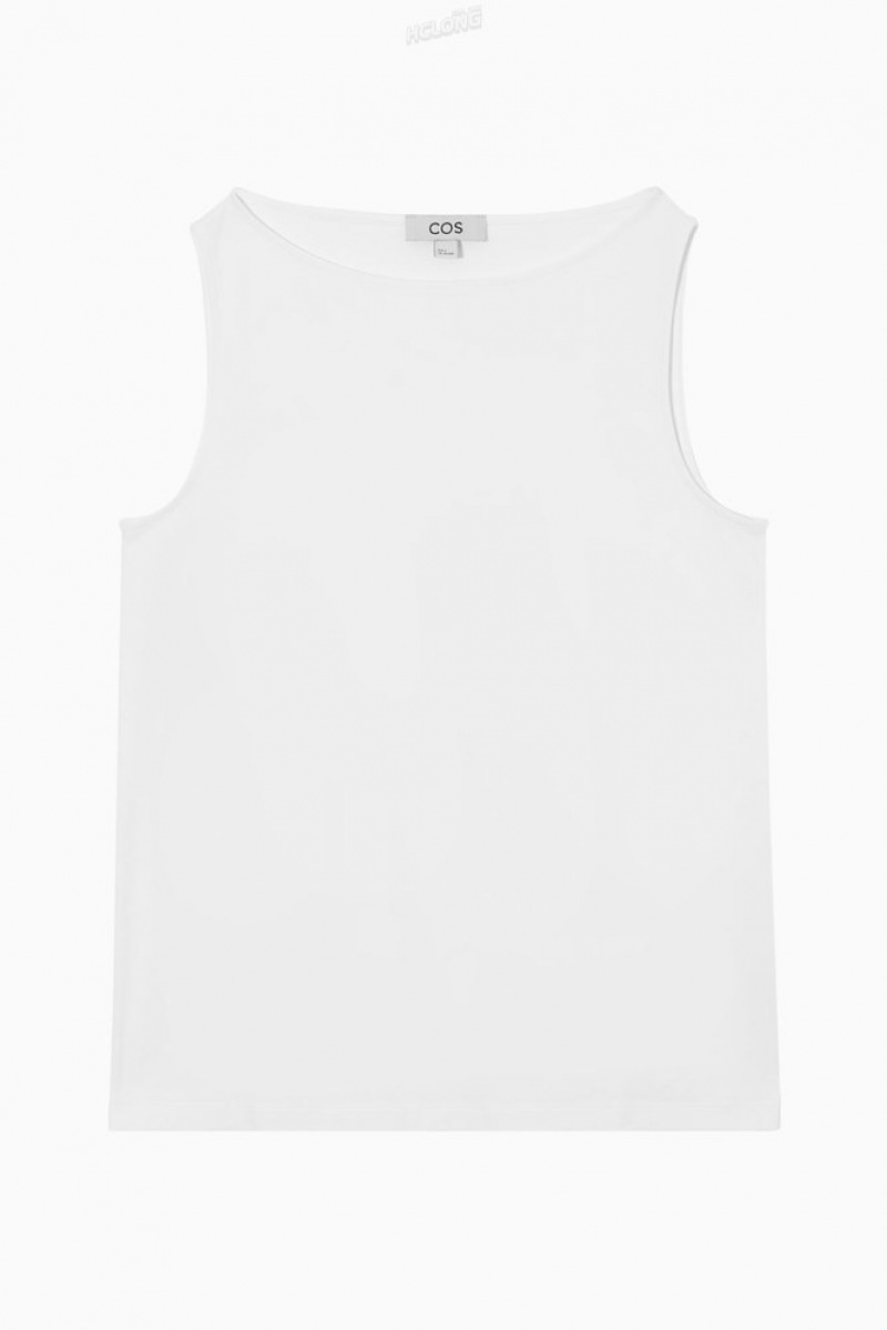 Black COS Boat-Neck Tank Top Tops | LJ72-C6DQ