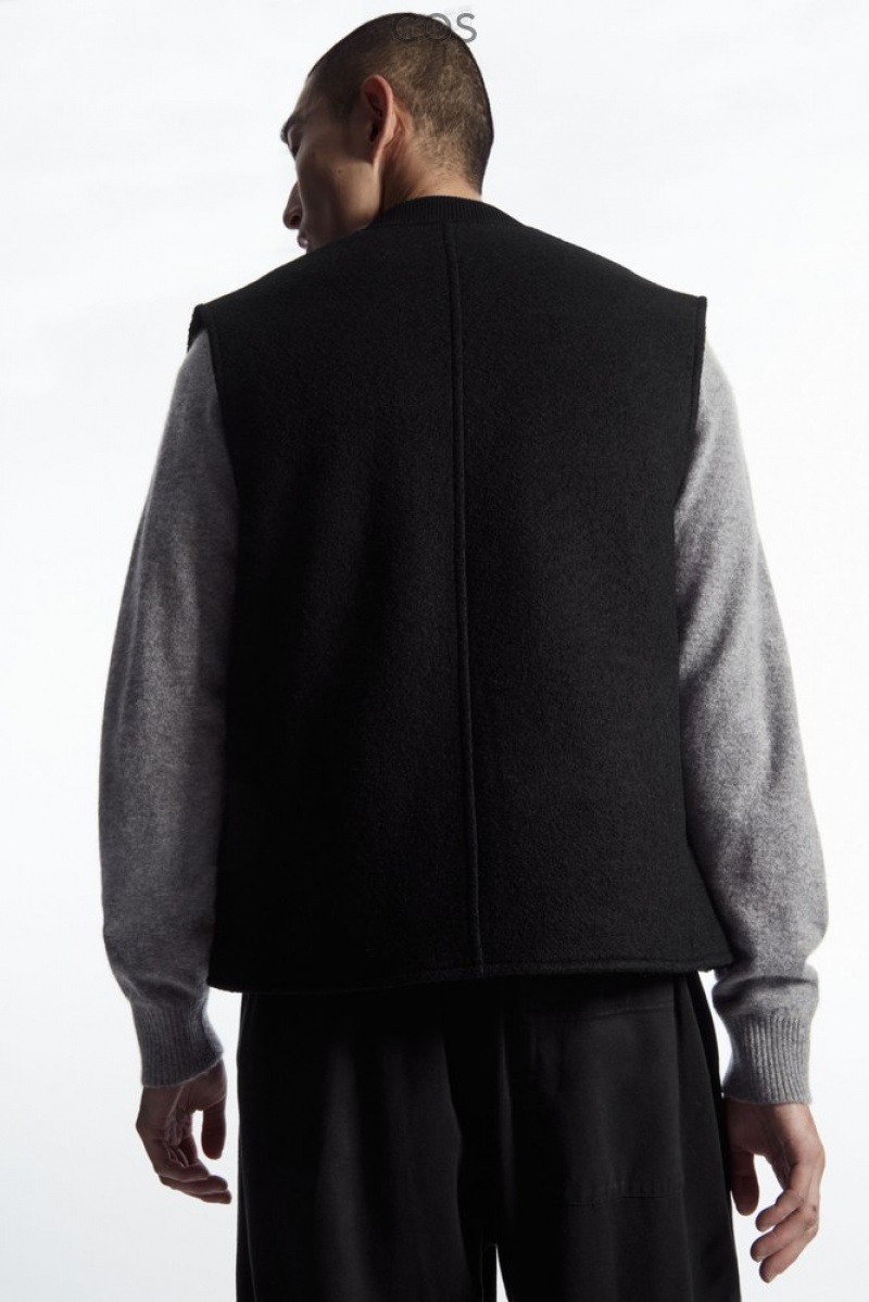 Black COS Boiled-Wool Gilet Coats & Jackets | LJ33-R8TY