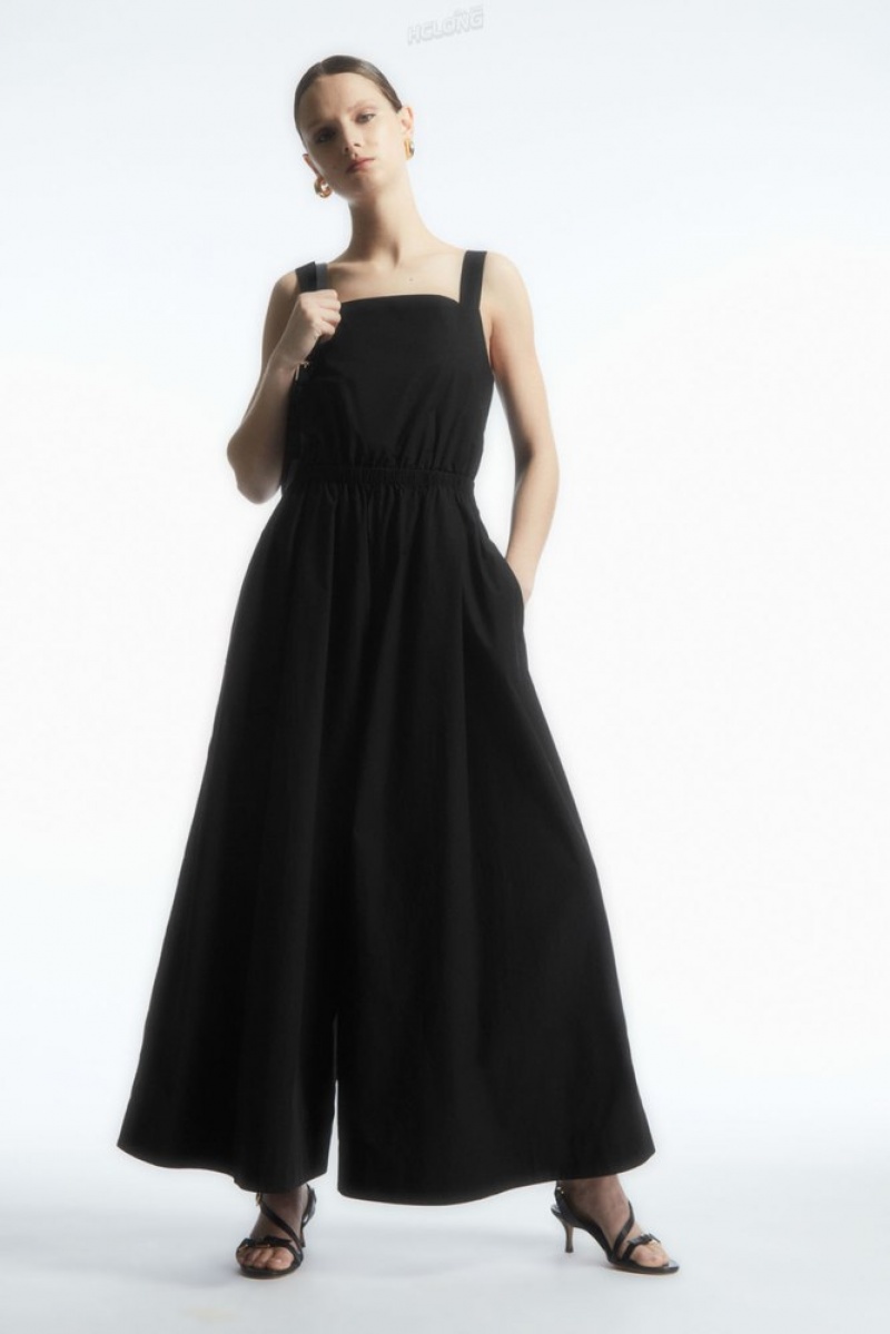 Black COS Bow-Back Wide-Leg Jumpsuit Jumpsuits | AW02-N1RE