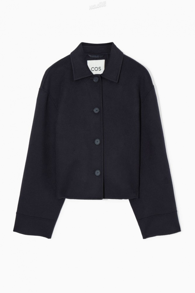 Black COS Boxy Double-Faced Wool Jacket Coats & Jackets | BT95-Y2TQ