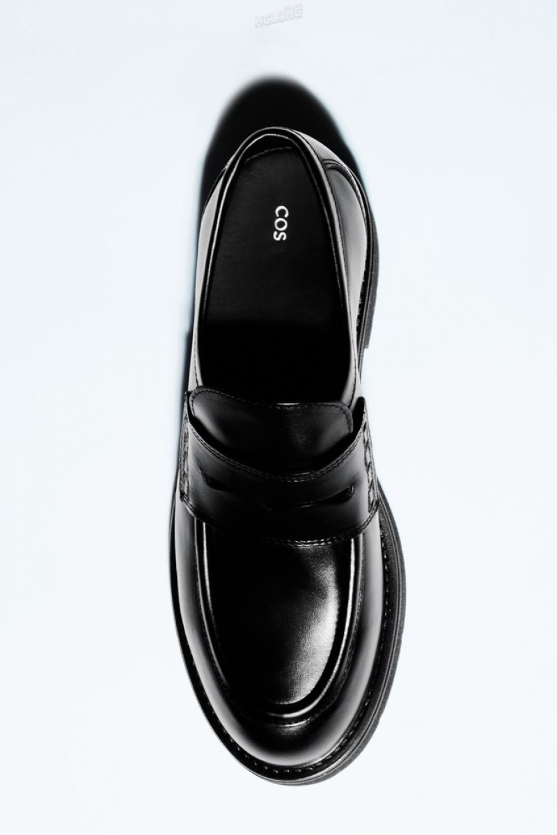 Black COS Chunky Leather Penny Loafers Loafers | AE07-O6XL