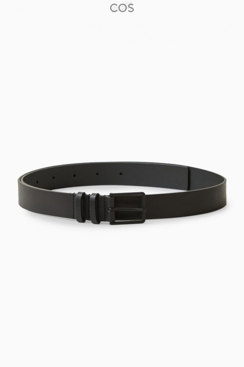 Black COS Classic Leather Belt Belts | QD48-H6SK