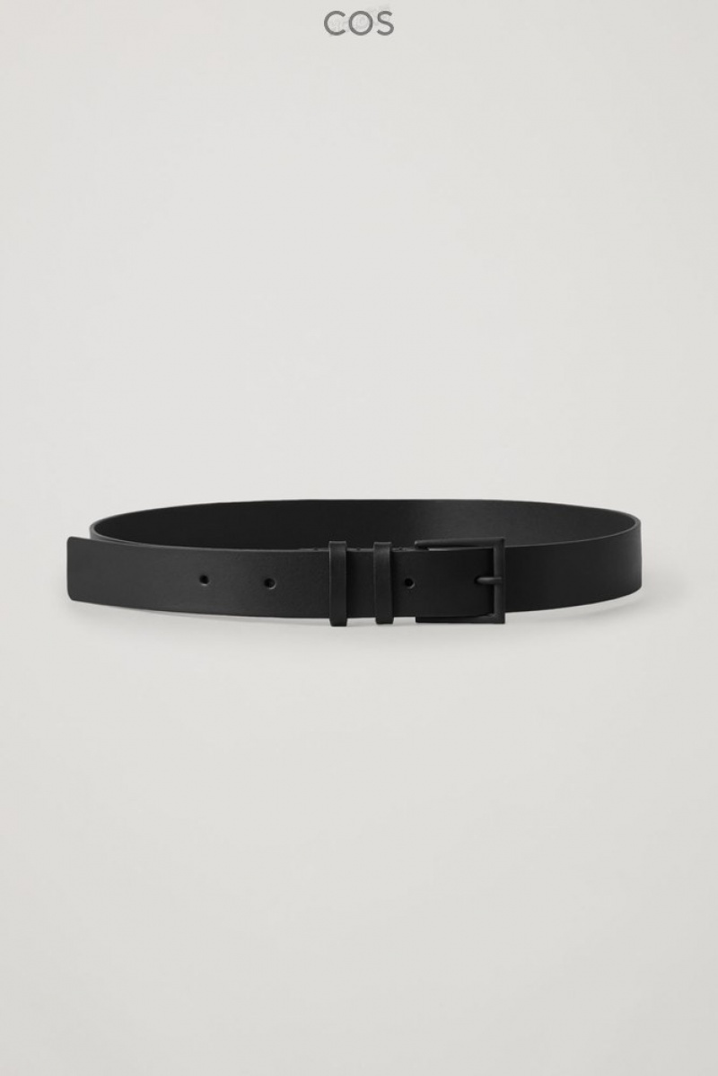 Black COS Classic Leather Belt Belts | QD48-H6SK