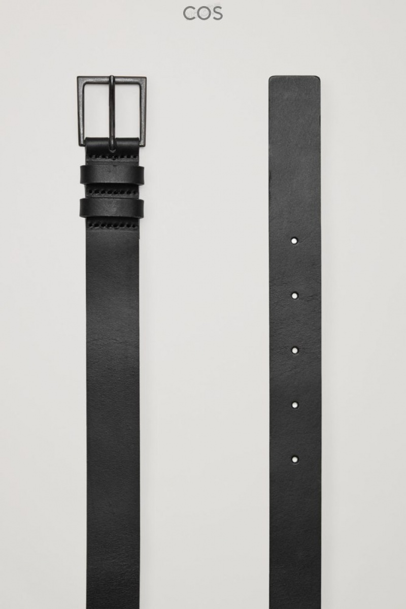 Black COS Classic Leather Belt Belts | QD48-H6SK