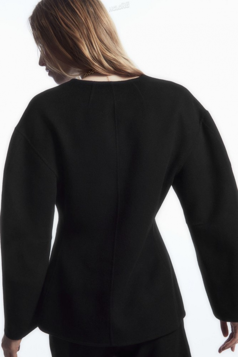 Black COS Collarless Double-Faced Wool Blazer Blazers & Tailoring | ZY15-C1ZM