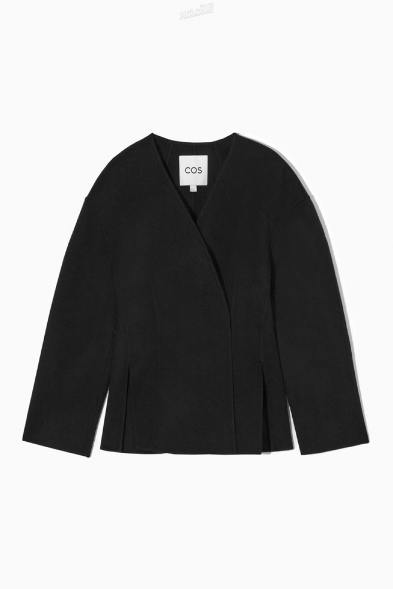 Black COS Collarless Double-Faced Wool Blazer Blazers & Tailoring | ZY15-C1ZM