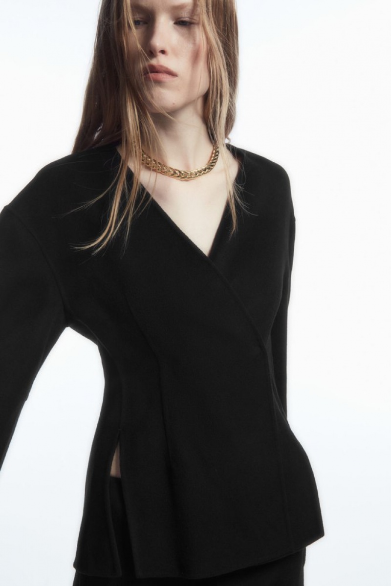 Black COS Collarless Double-Faced Wool Blazer Blazers & Tailoring | ZY15-C1ZM