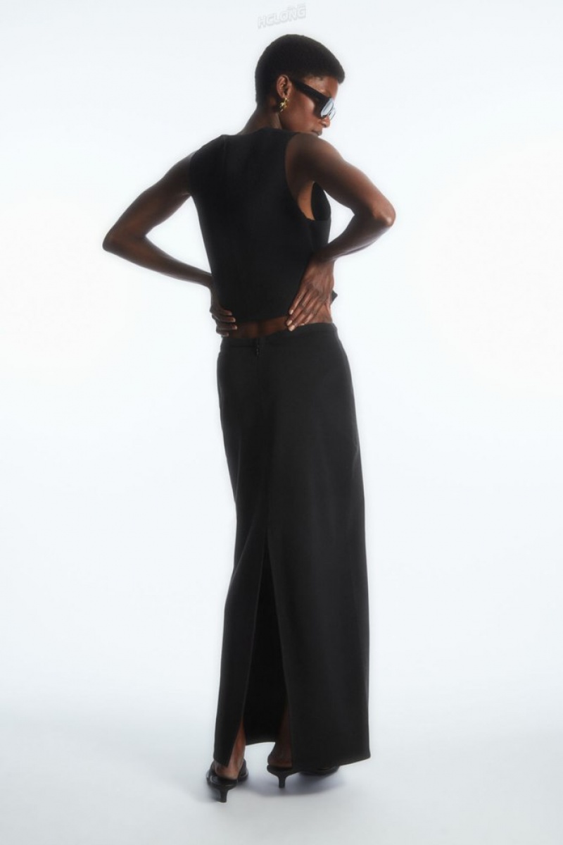 Black COS Column Maxi Skirt Skirts | IN56-X8PB