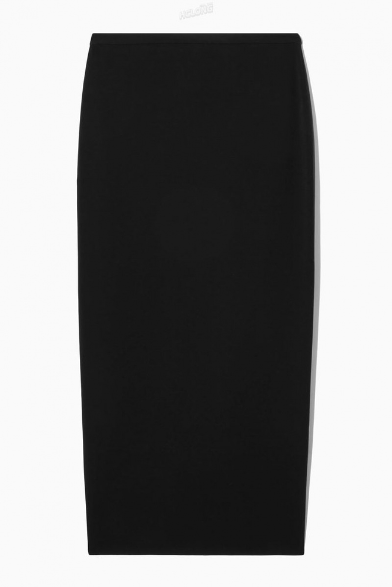 Black COS Column Maxi Skirt Skirts | IN56-X8PB