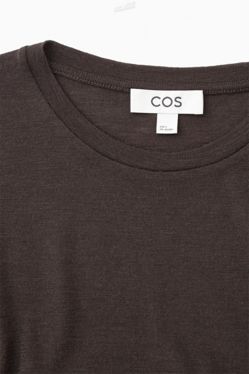 Black COS Crew-Neck Merino Wool Top Tops | LF97-Q8QU