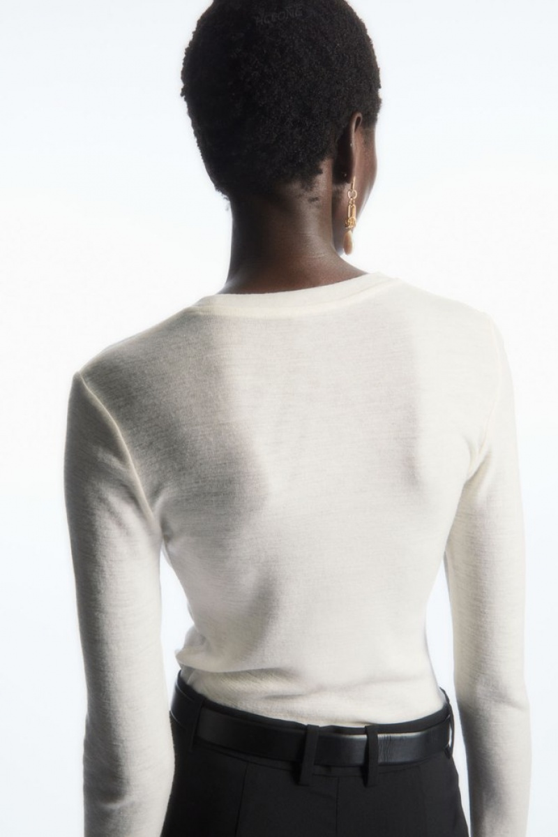 Black COS Crew-Neck Merino Wool Top Tops | GI48-S1ZN