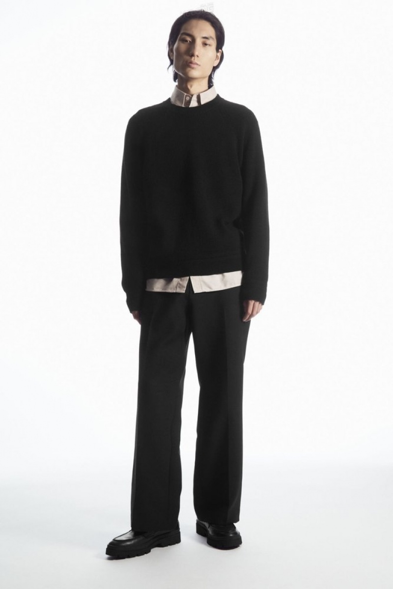 Black COS Crew-Neck Wool Jumper Knitwear | UI55-L9TC