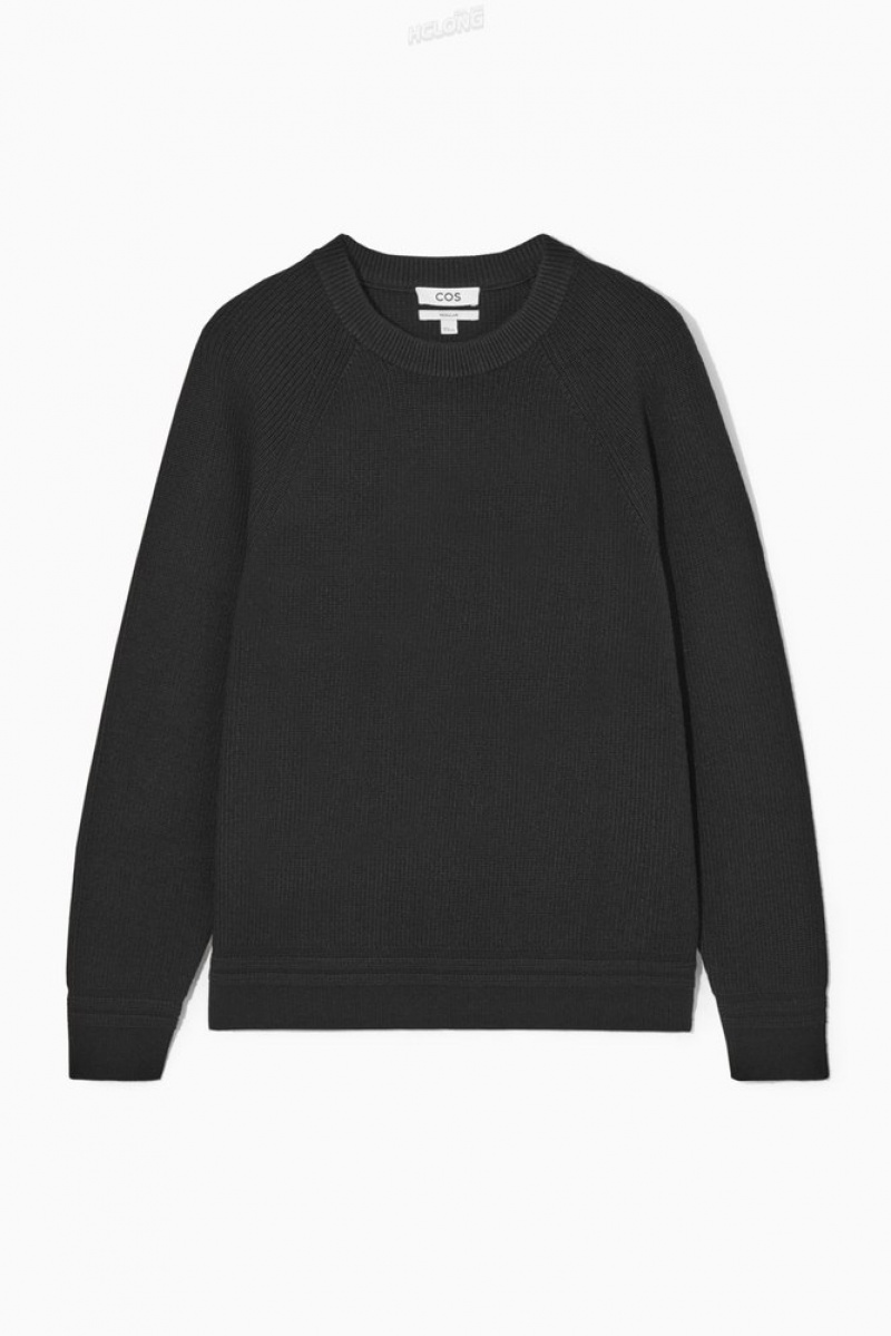 Black COS Crew-Neck Wool Jumper Knitwear | UI55-L9TC