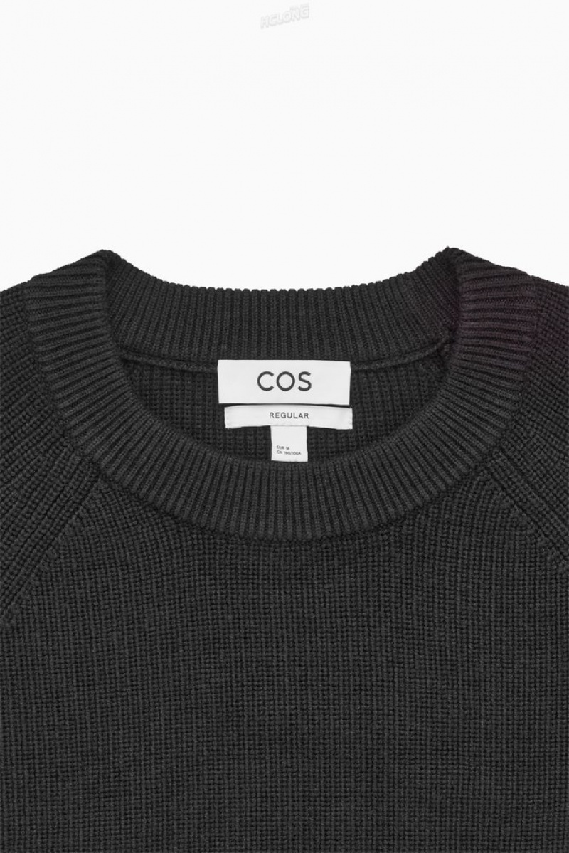 Black COS Crew-Neck Wool Jumper Knitwear | UI55-L9TC