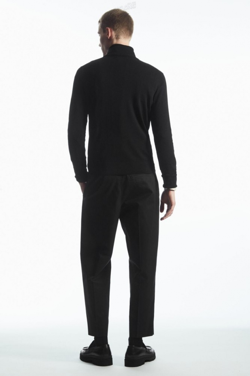 Black COS Funnel-Neck Wool Half-Zip Jumper Sweaters & Cardigans | JN28-E4TS