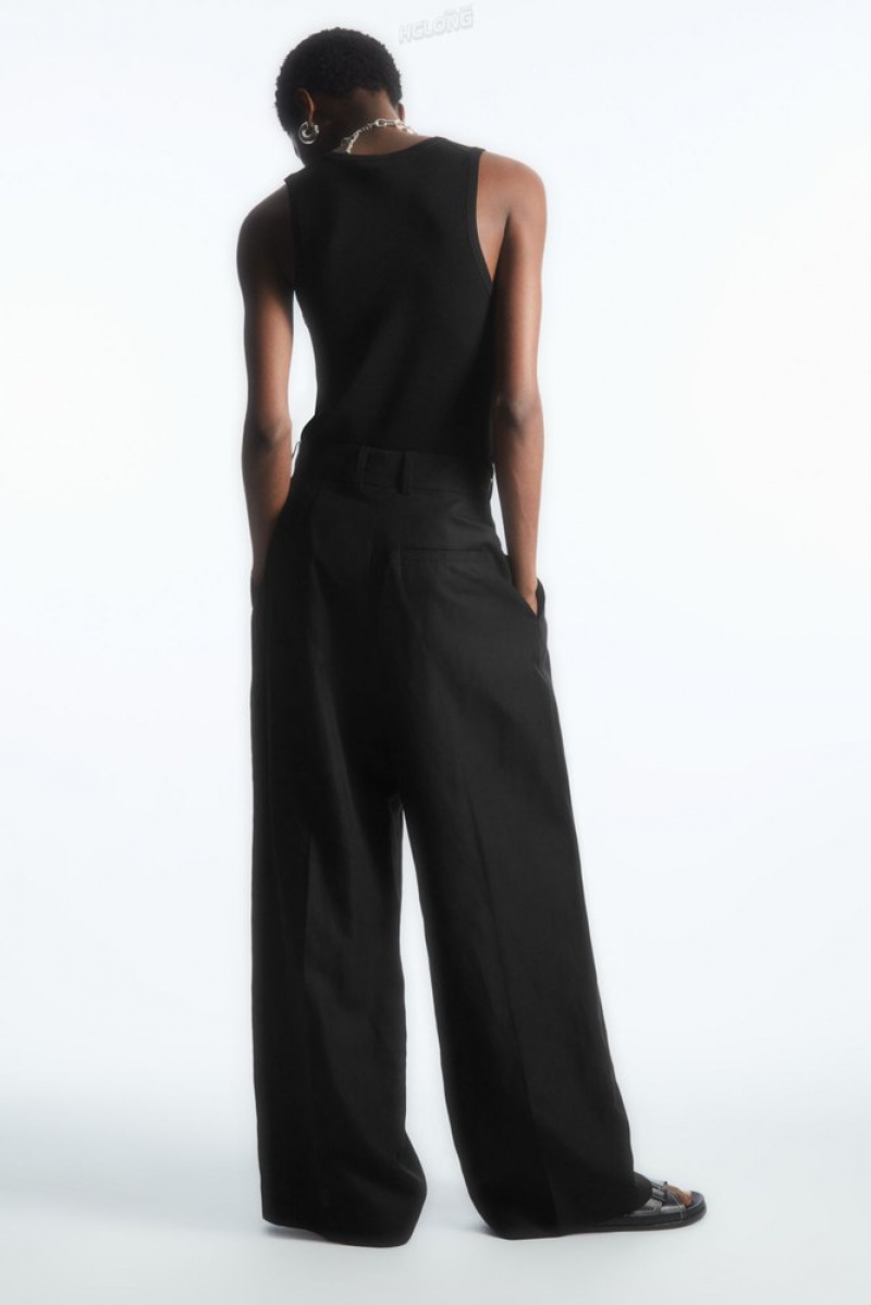 Black COS High-Waisted Wide-Leg Pants Pants | CP81-X3SG