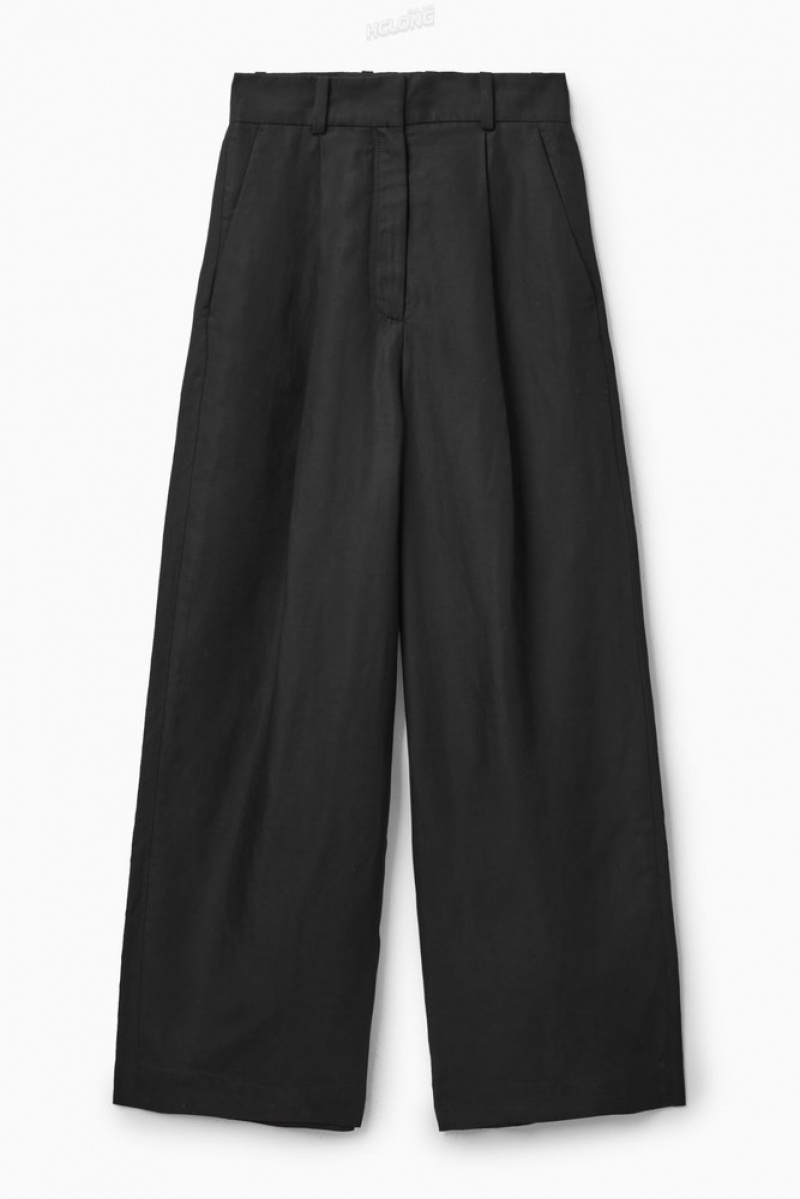 Black COS High-Waisted Wide-Leg Pants Pants | CP81-X3SG