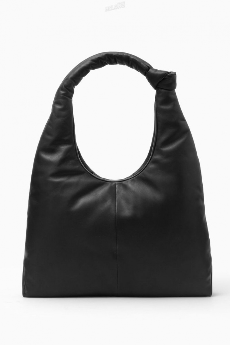 Black COS Knotted Padded Shoulder Bag - Leather Bags | OQ39-N2LP