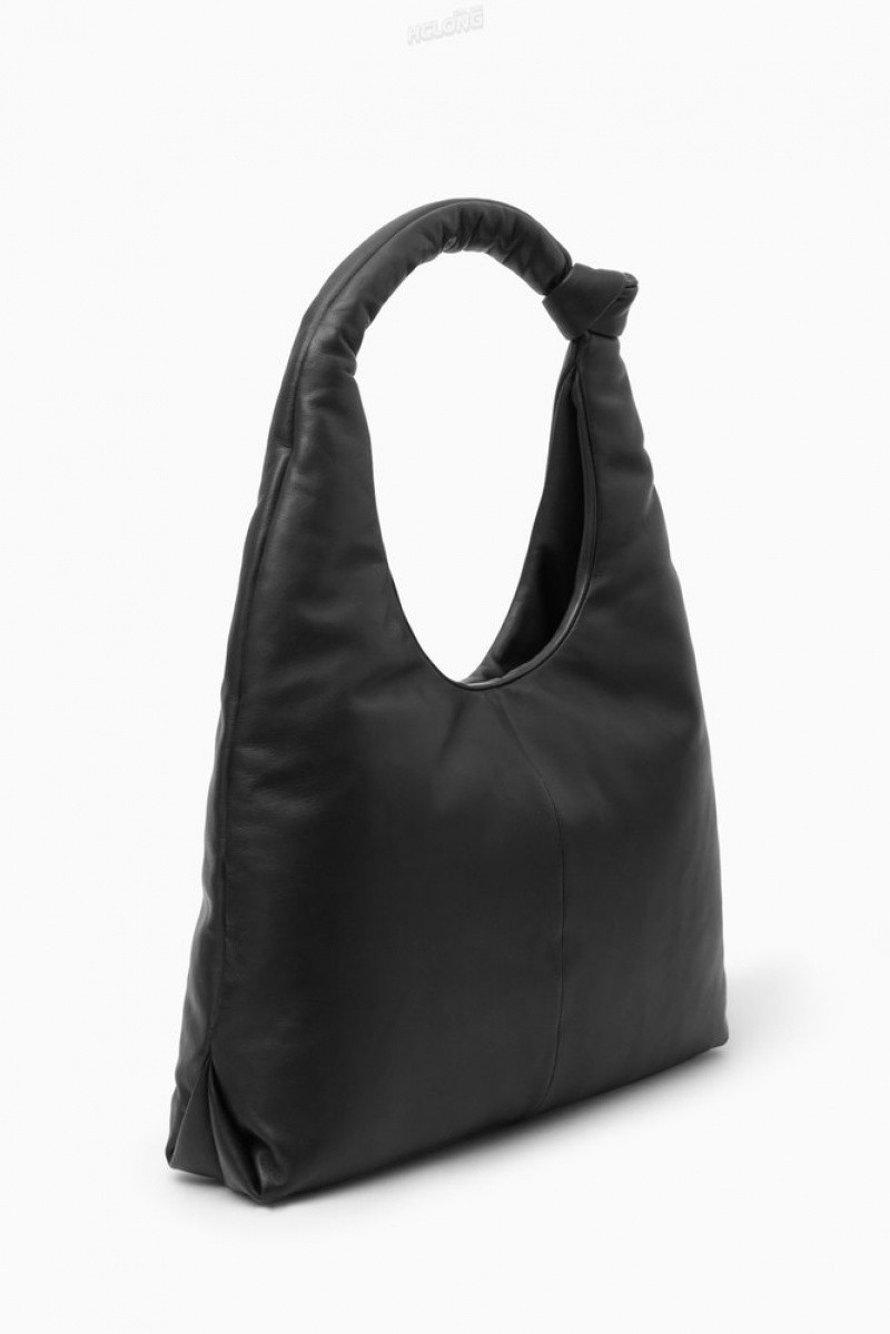 Black COS Knotted Padded Shoulder Bag - Leather Bags | OQ39-N2LP