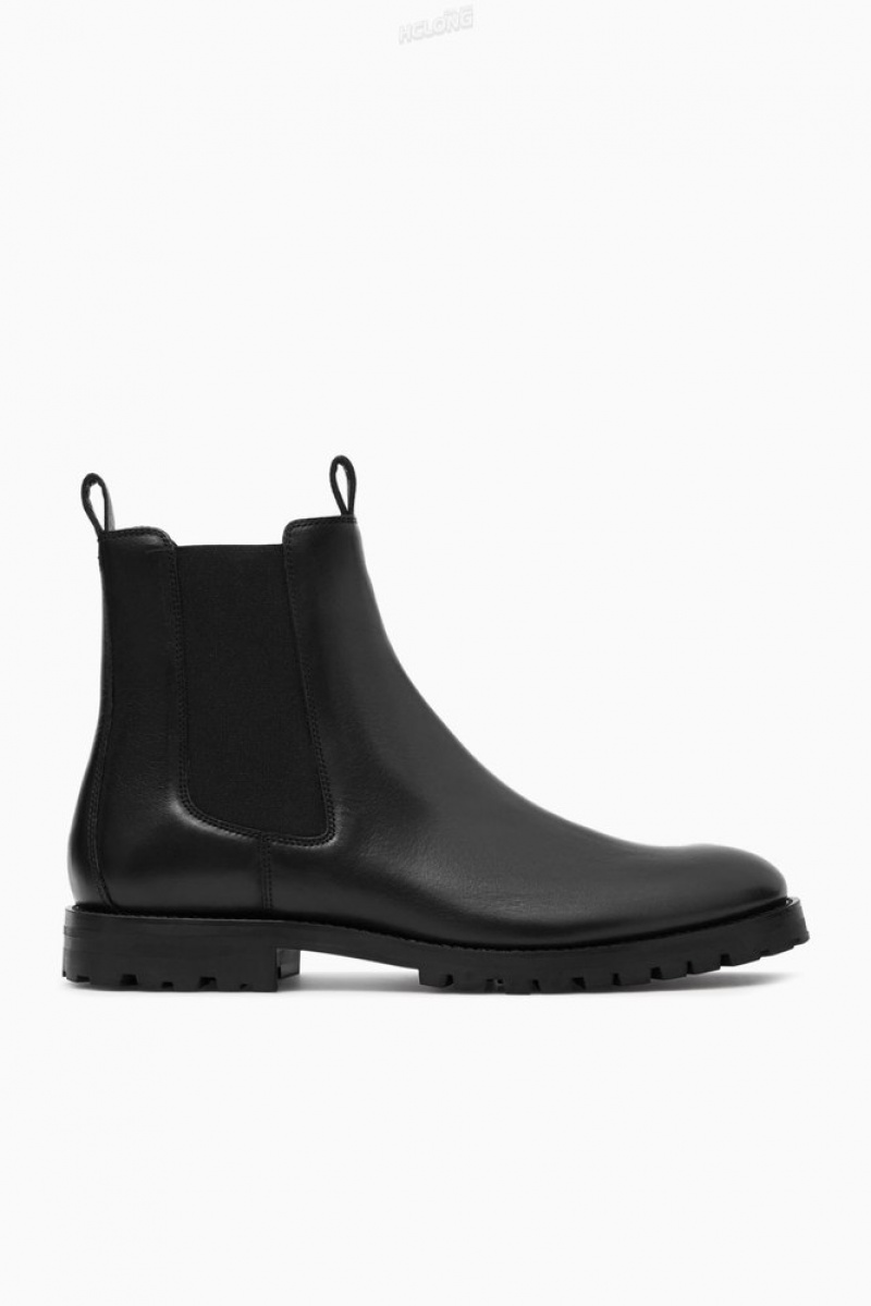 Black COS Leather Chelsea Boots Boots | TZ05-S7KG