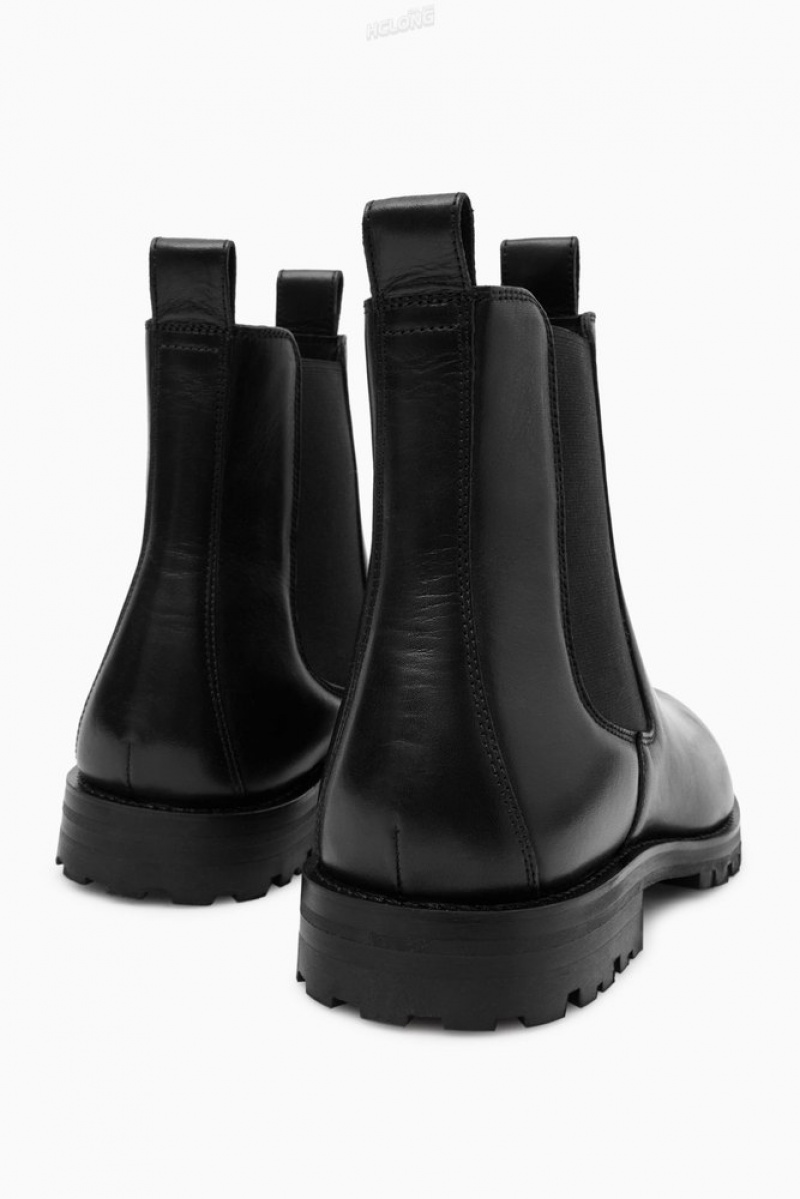 Black COS Leather Chelsea Boots Boots | TZ05-S7KG