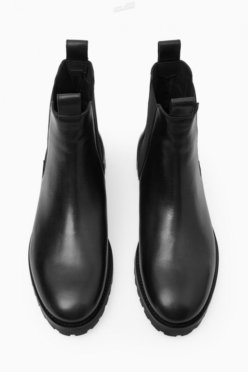 Black COS Leather Chelsea Boots Boots | TZ05-S7KG