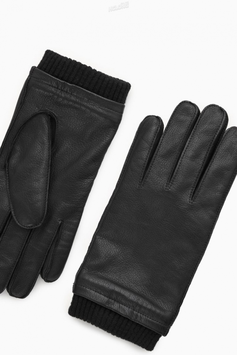 Black COS Leather Gloves Gloves | XY79-R4JH