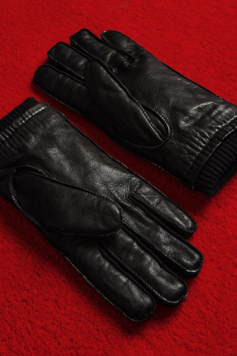 Black COS Leather Gloves Gloves | XY79-R4JH