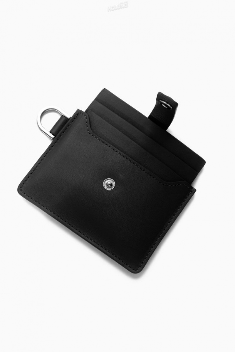 Black COS Leather Lanyard Cardholder Cardholder | PS71-K7CI