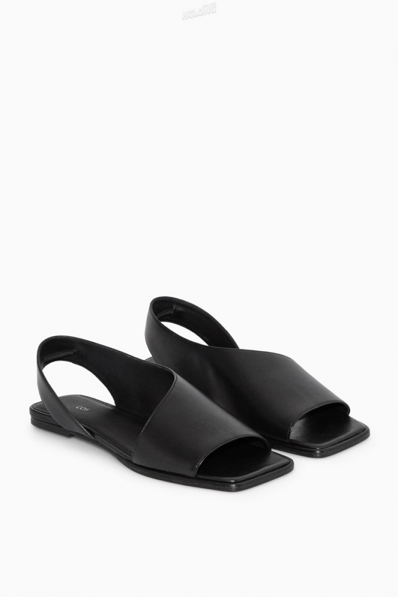 Black COS Leather Slingback Sandals Sandals | SS04-E3FL