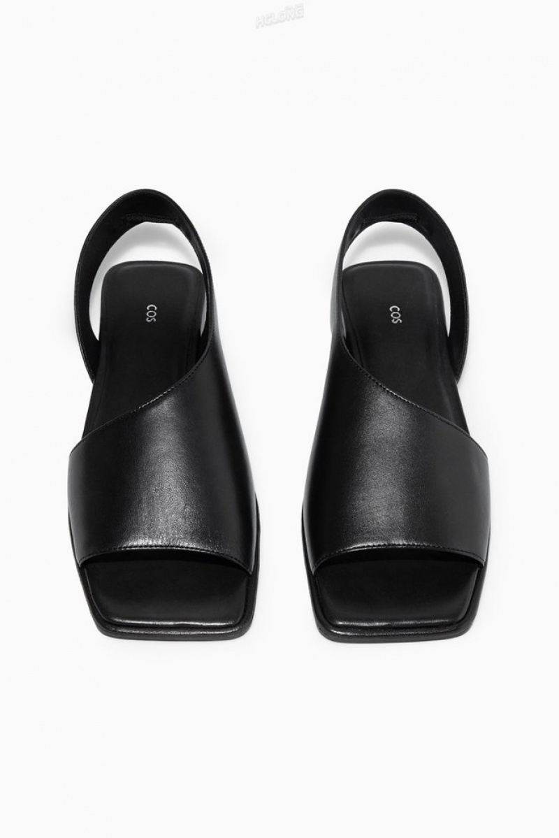 Black COS Leather Slingback Sandals Sandals | SS04-E3FL