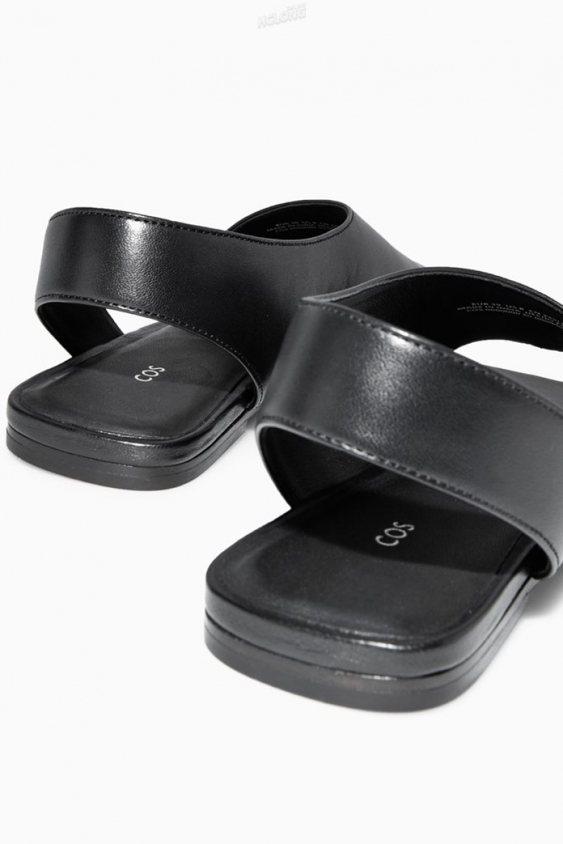 Black COS Leather Slingback Sandals Sandals | SS04-E3FL