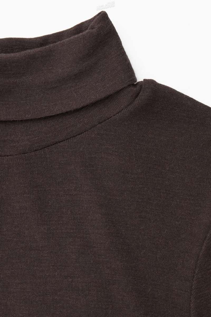 Black COS Merino Wool Turtleneck Top Tops | LP06-R7TI