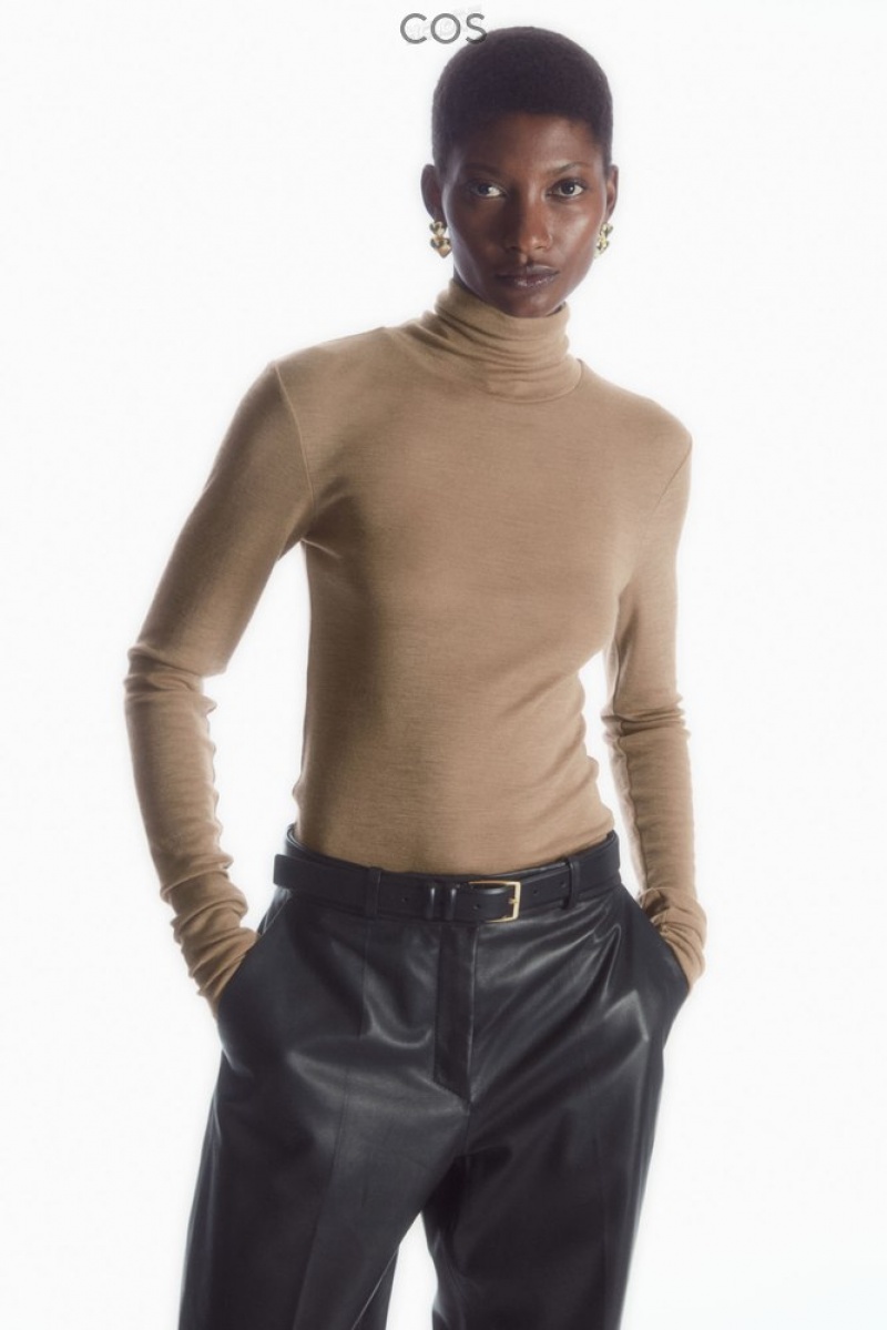 Black COS Merino Wool Turtleneck Top Tops | JO49-L5AT