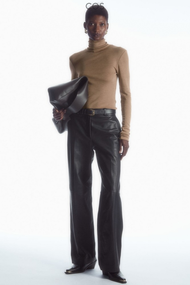 Black COS Merino Wool Turtleneck Top Tops | JO49-L5AT