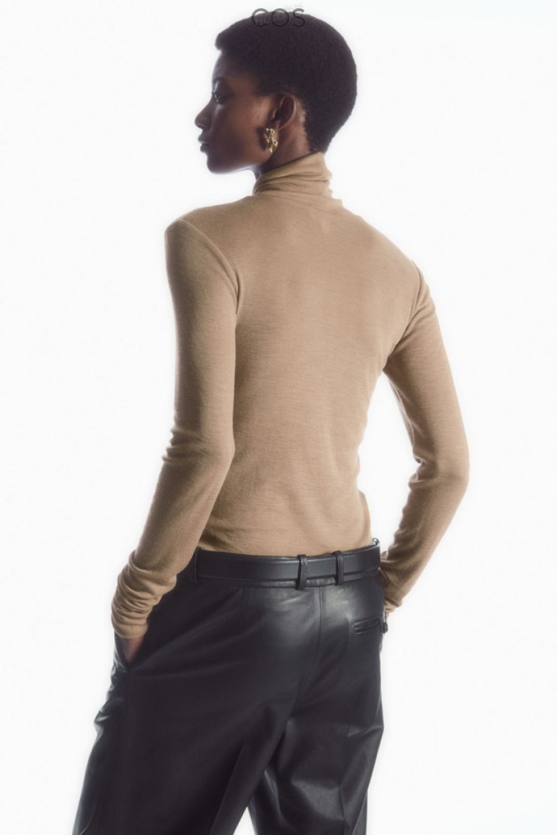 Black COS Merino Wool Turtleneck Top Tops | JO49-L5AT