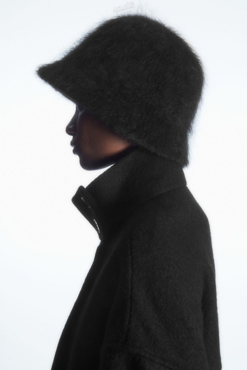 Black COS Mohair Bucket Hat Hats | ZF36-B4ZT