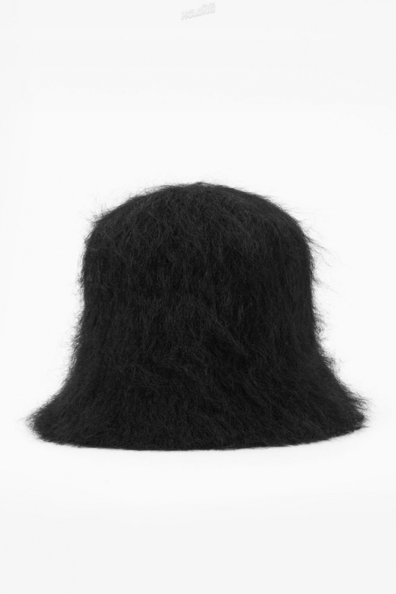 Black COS Mohair Bucket Hat Hats | ZF36-B4ZT