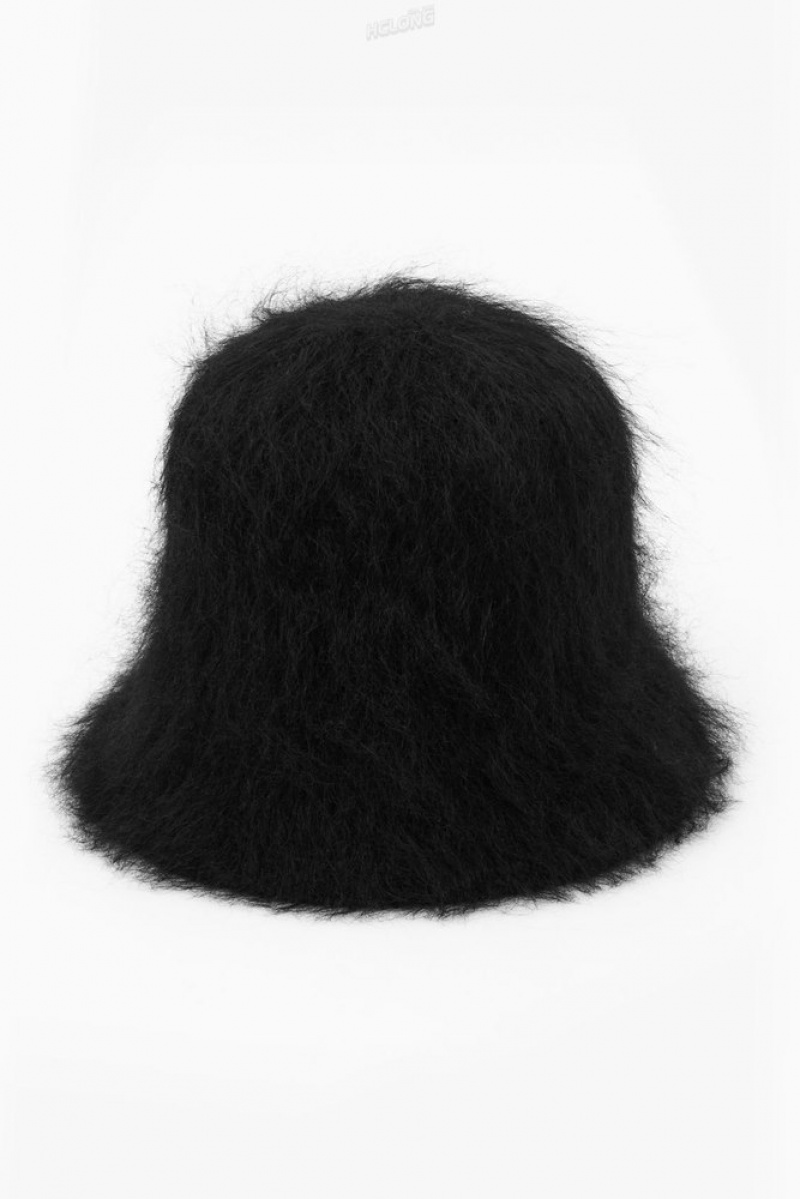 Black COS Mohair Bucket Hat Hats | ZF36-B4ZT