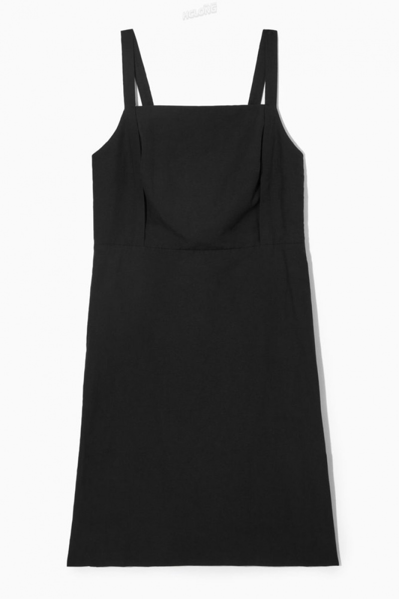 Black COS Open-Back Mini Pinafore Dress Dresses | CT55-O5VZ