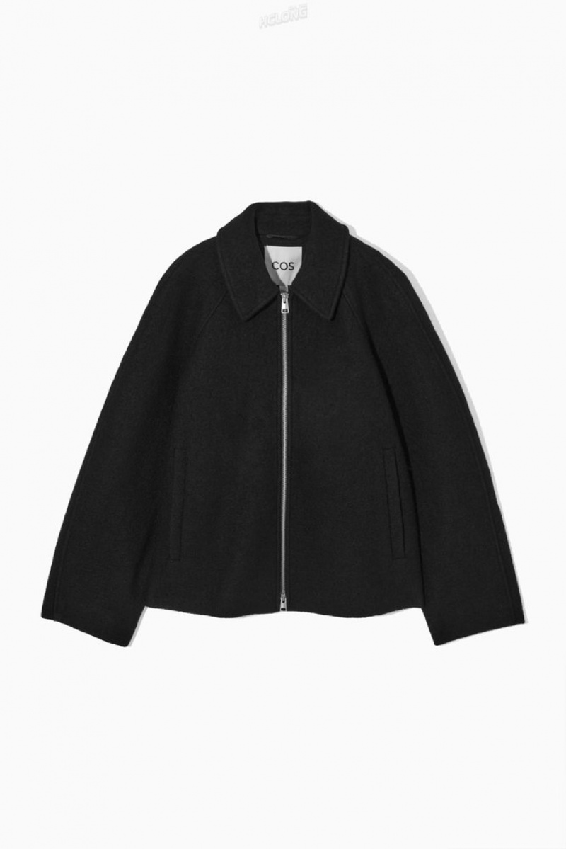 Black COS Oversized Boiled-Wool Jacket Coats & Jackets | PS29-P4TQ