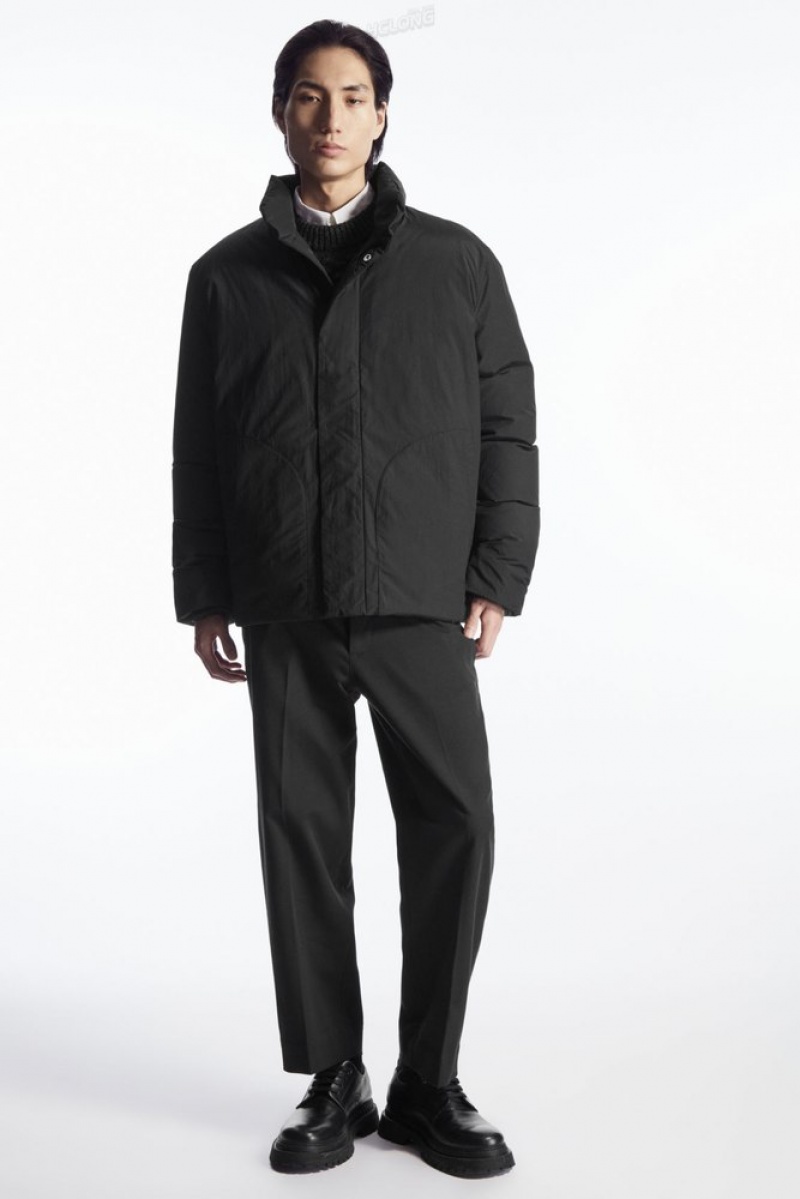 Black COS Padded Magnetic-Collar Jacket Coats & Jackets | EO63-W6ZX