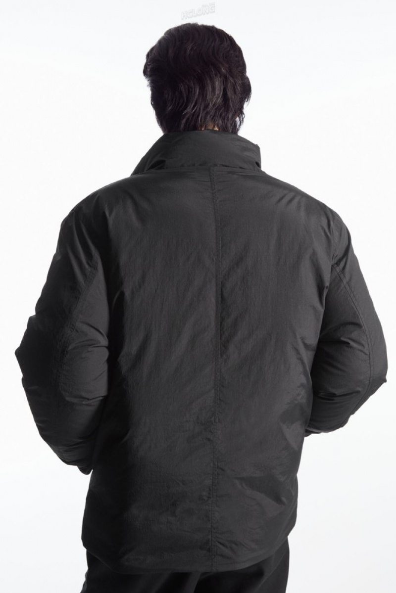 Black COS Padded Magnetic-Collar Jacket Coats & Jackets | EO63-W6ZX