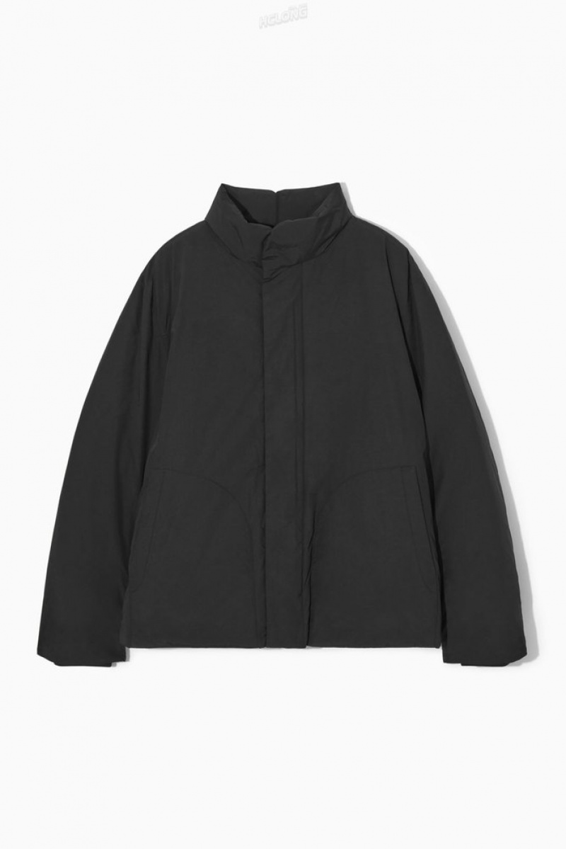 Black COS Padded Magnetic-Collar Jacket Coats & Jackets | EO63-W6ZX