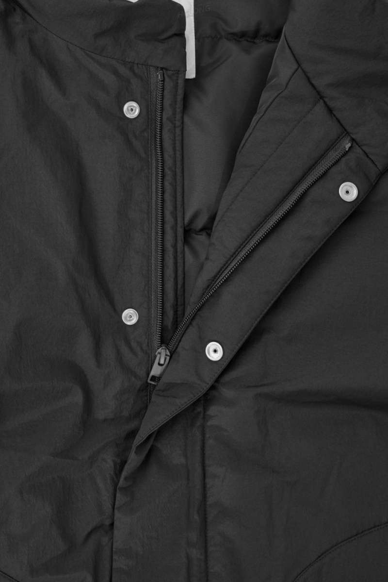 Black COS Padded Magnetic-Collar Jacket Coats & Jackets | EO63-W6ZX