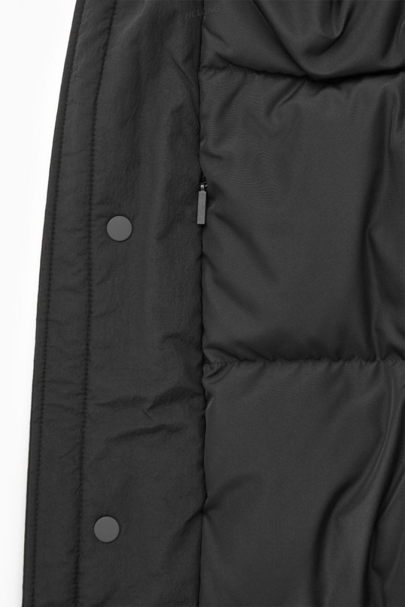 Black COS Padded Magnetic-Collar Jacket Coats & Jackets | EO63-W6ZX